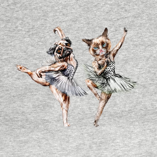 Hipster Ballerinas - Dog Cat Dancers by notsniwart